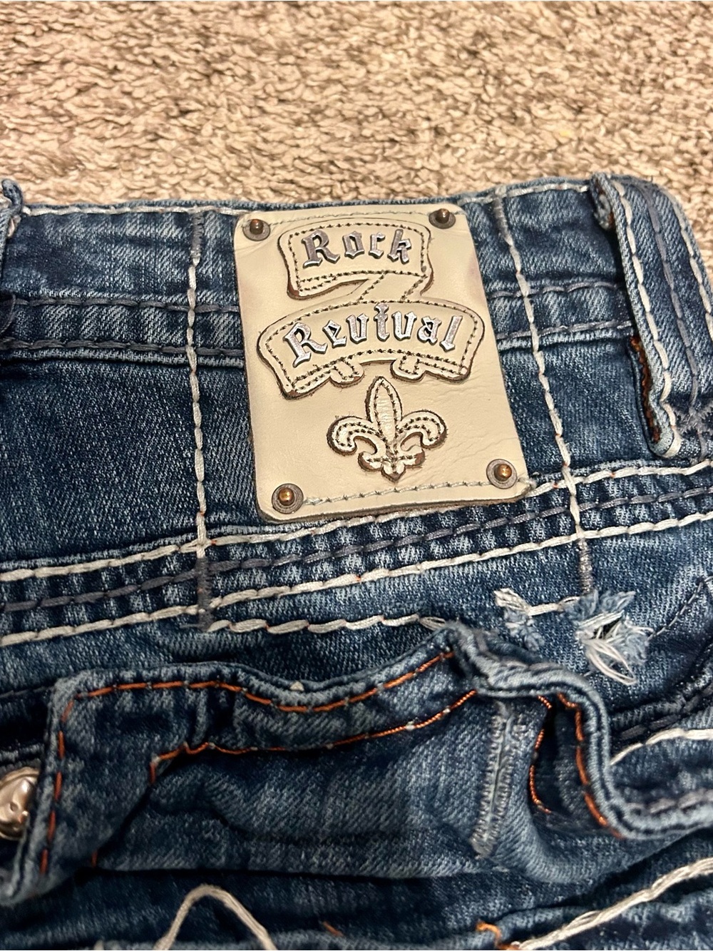 Rock Revival men’s Dark Blue bootcut Jeans with Embroidered Back Pockets - Picture 3 of 7